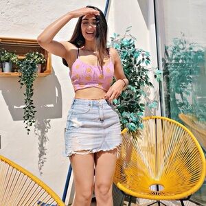 Pull&Bear Women's Purple Crop Top